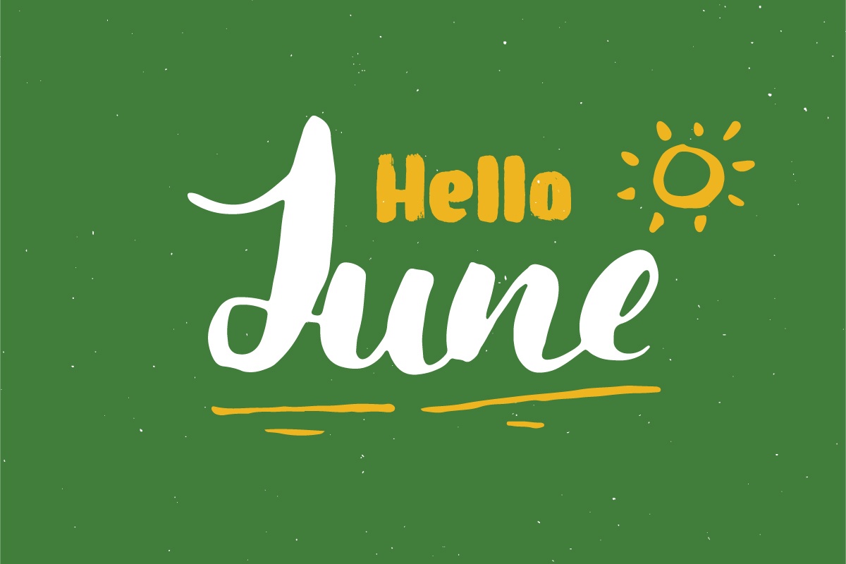 June lettering handwritten sign, Hand drawn grunge calligraphic text